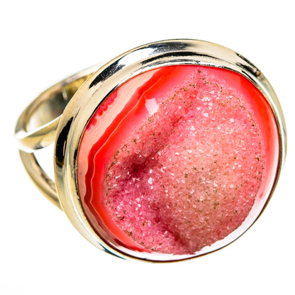 Pink Agate Druzy Rings handcrafted by Ana Silver Co - RING78517