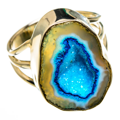 Blue Geode Slice Rings handcrafted by Ana Silver Co - RING78537