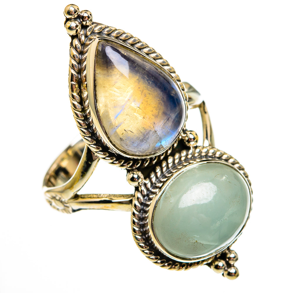 Rainbow Moonstone Rings handcrafted by Ana Silver Co - RING78540