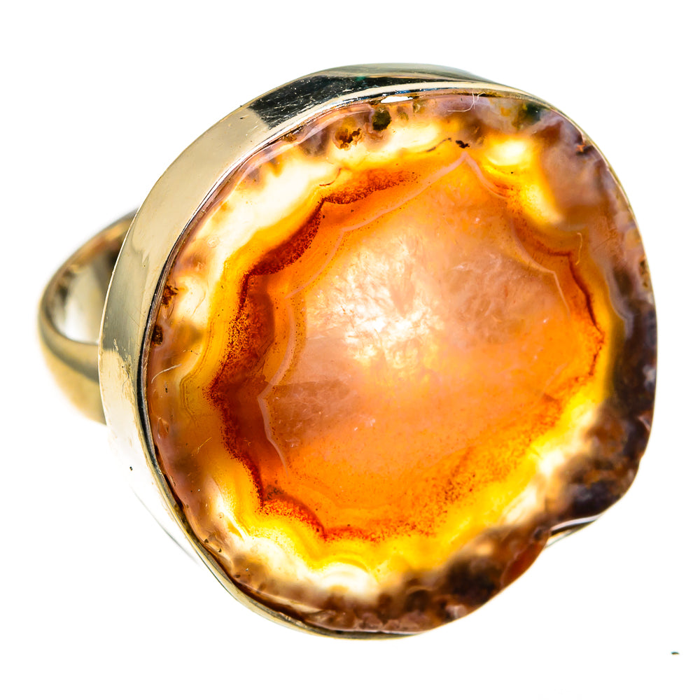 Yellow Geode Slice Rings handcrafted by Ana Silver Co - RING78716