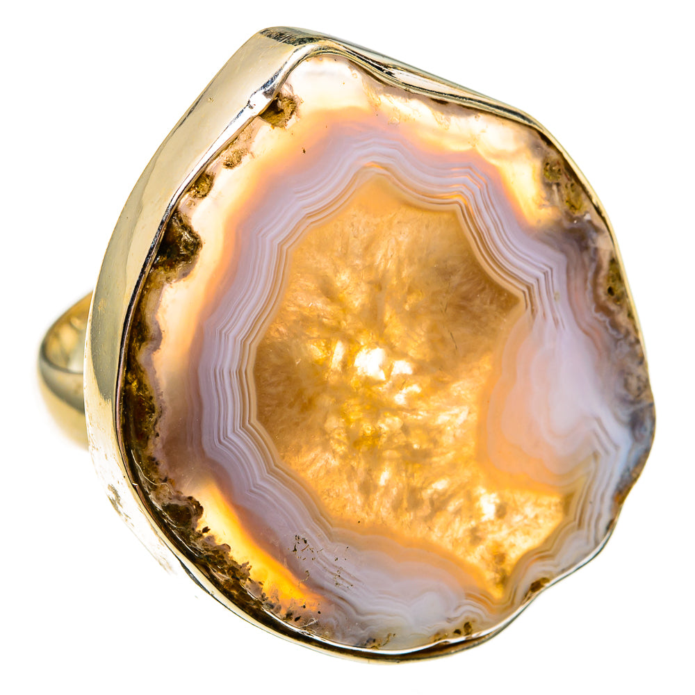 Yellow Geode Slice Rings handcrafted by Ana Silver Co - RING78752
