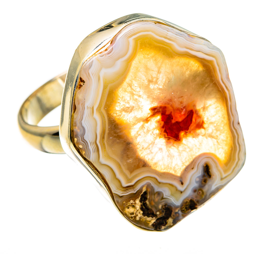 Yellow Geode Slice Rings handcrafted by Ana Silver Co - RING78756