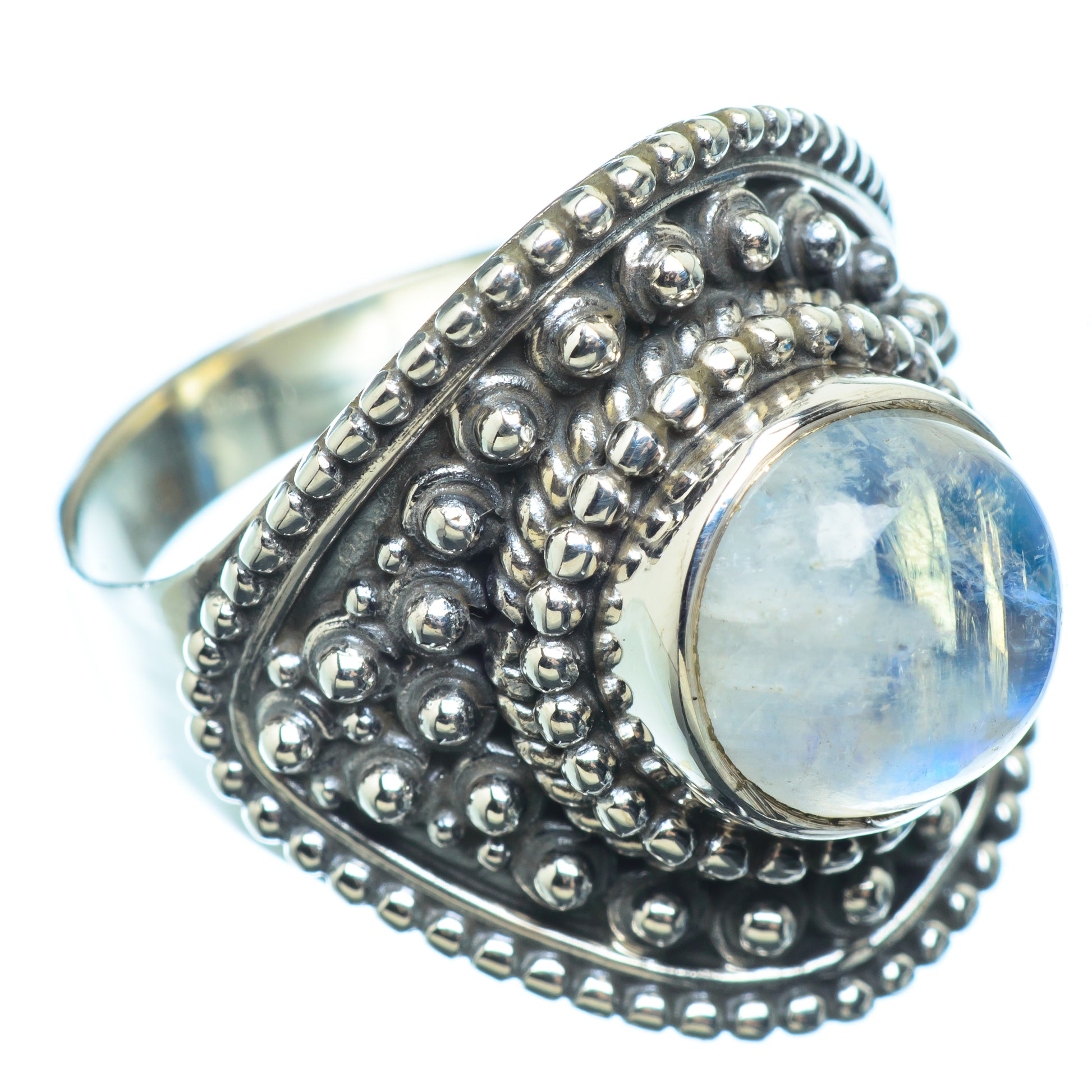 Rainbow Moonstone Rings handcrafted by Ana Silver Co - RING7876