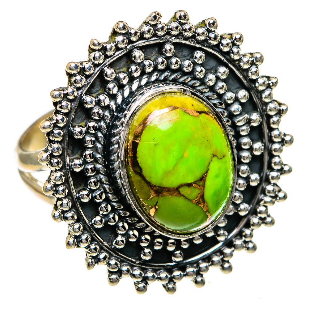 Green Copper Composite Turquoise Rings handcrafted by Ana Silver Co - RING78773