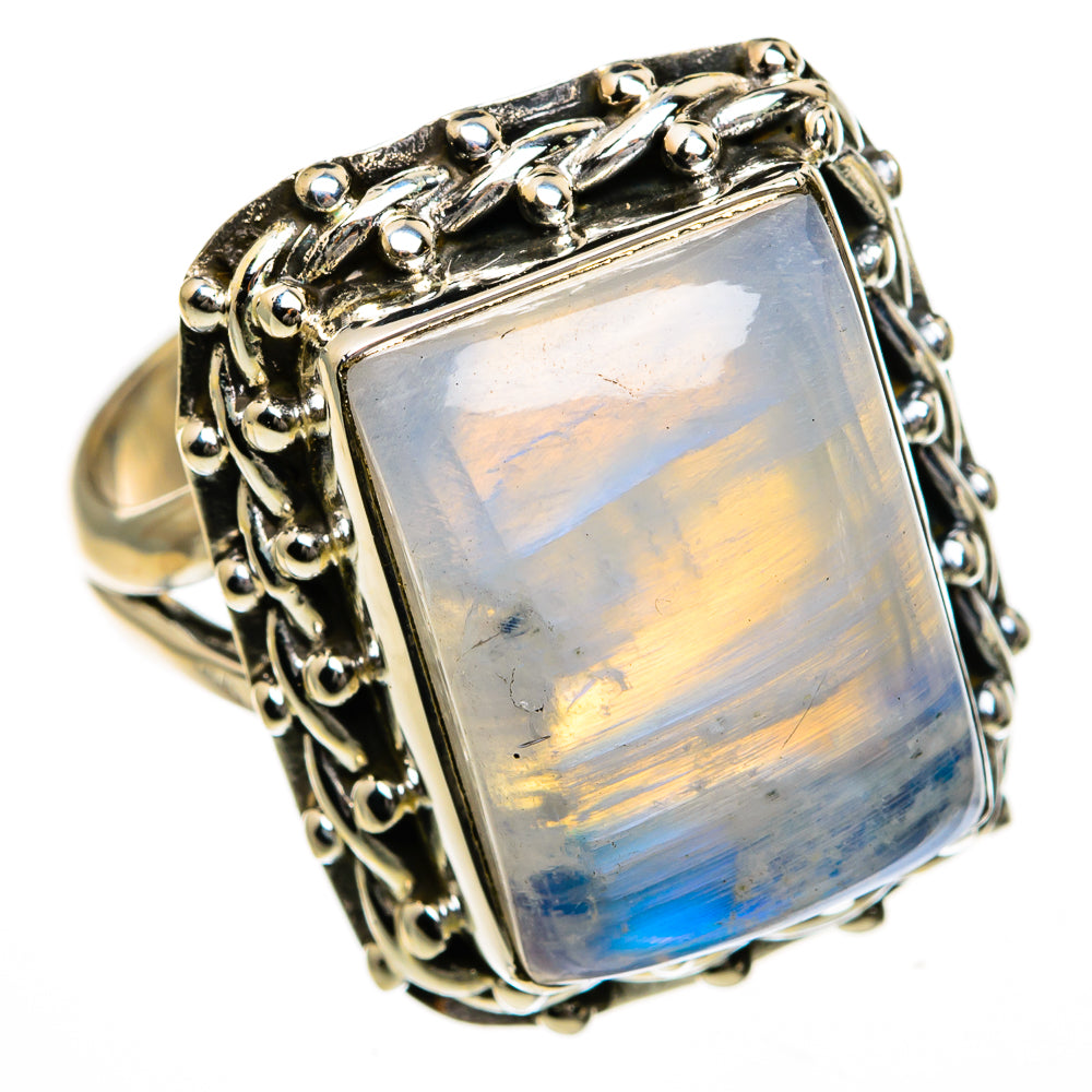 Rainbow Moonstone Rings handcrafted by Ana Silver Co - RING78791