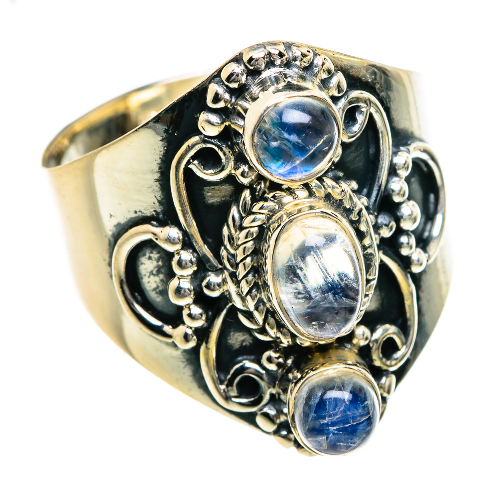 Rainbow Moonstone Rings handcrafted by Ana Silver Co - RING78881