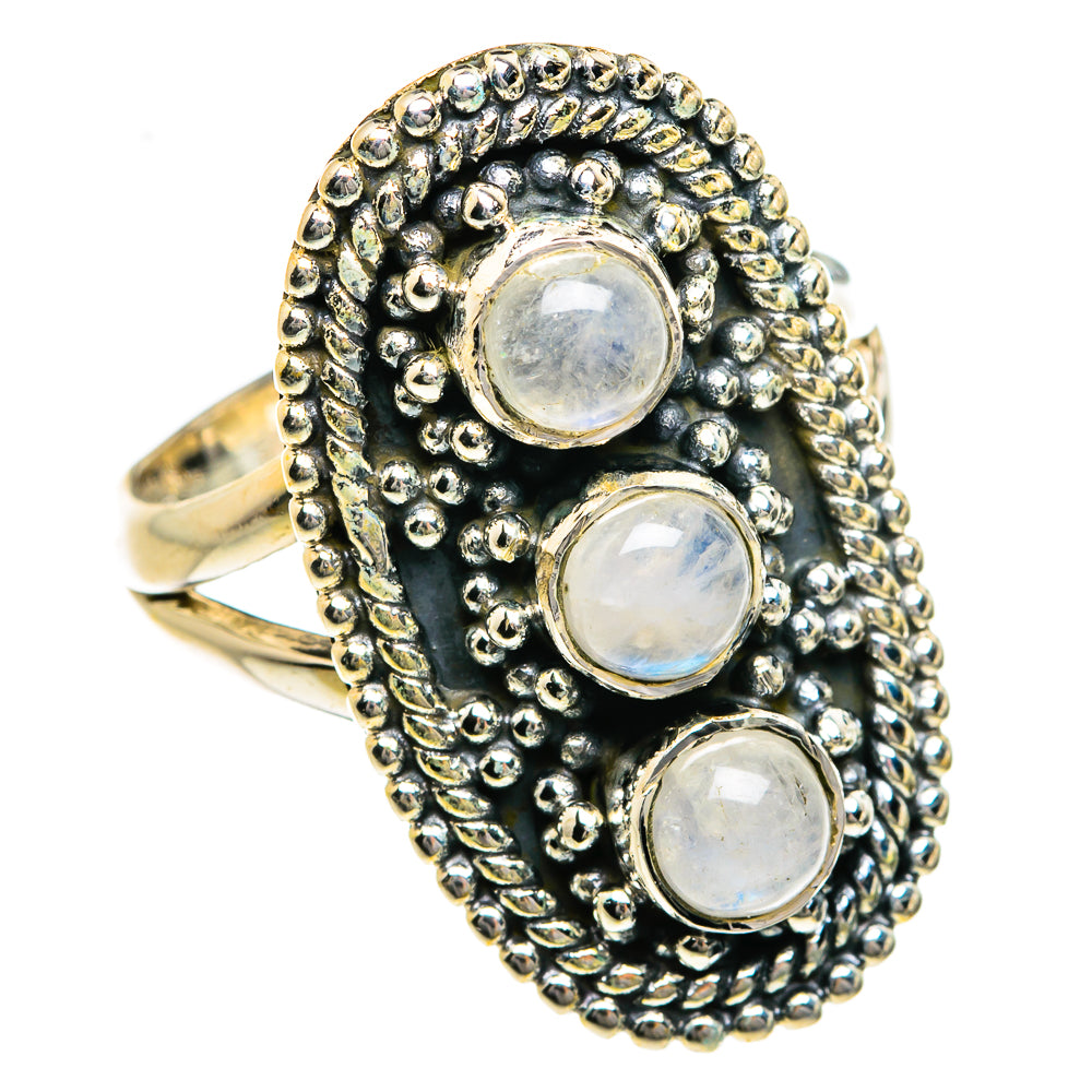 Rainbow Moonstone Rings handcrafted by Ana Silver Co - RING78906