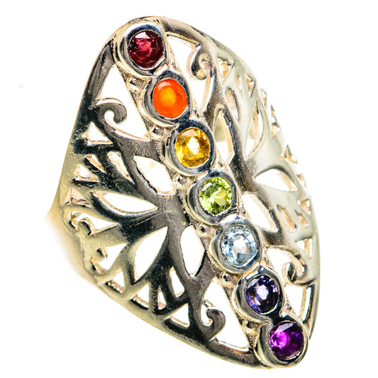 Multi-stone Rainbow Chakra Rings handcrafted by Ana Silver Co - RING78908