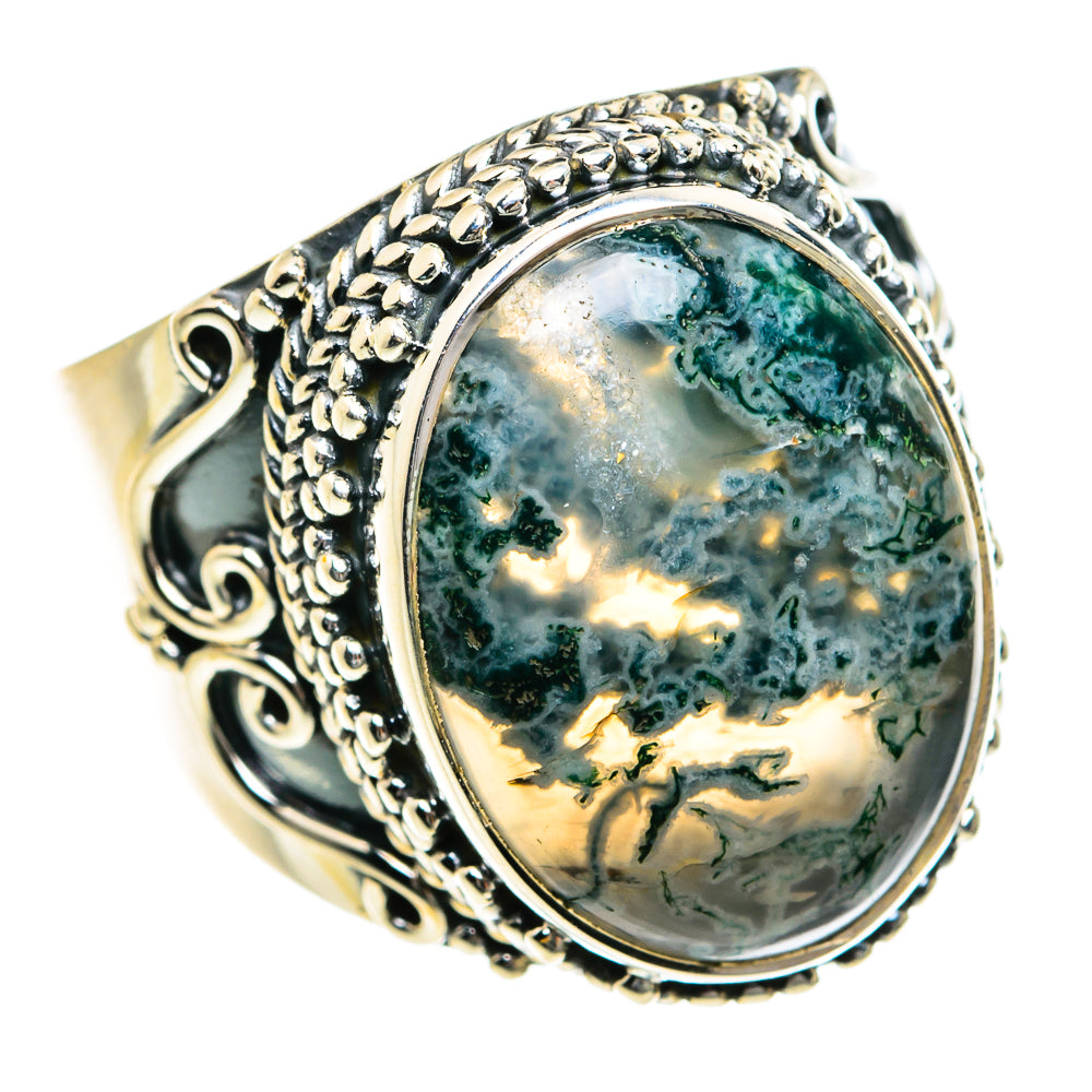 Green Moss Agate Rings handcrafted by Ana Silver Co - RING78918