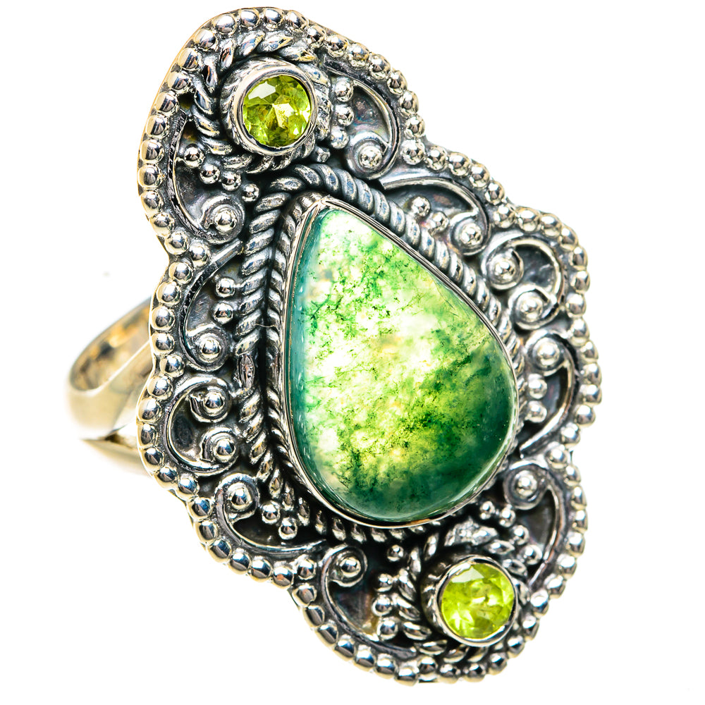 Green Moss Agate Rings handcrafted by Ana Silver Co - RING78946