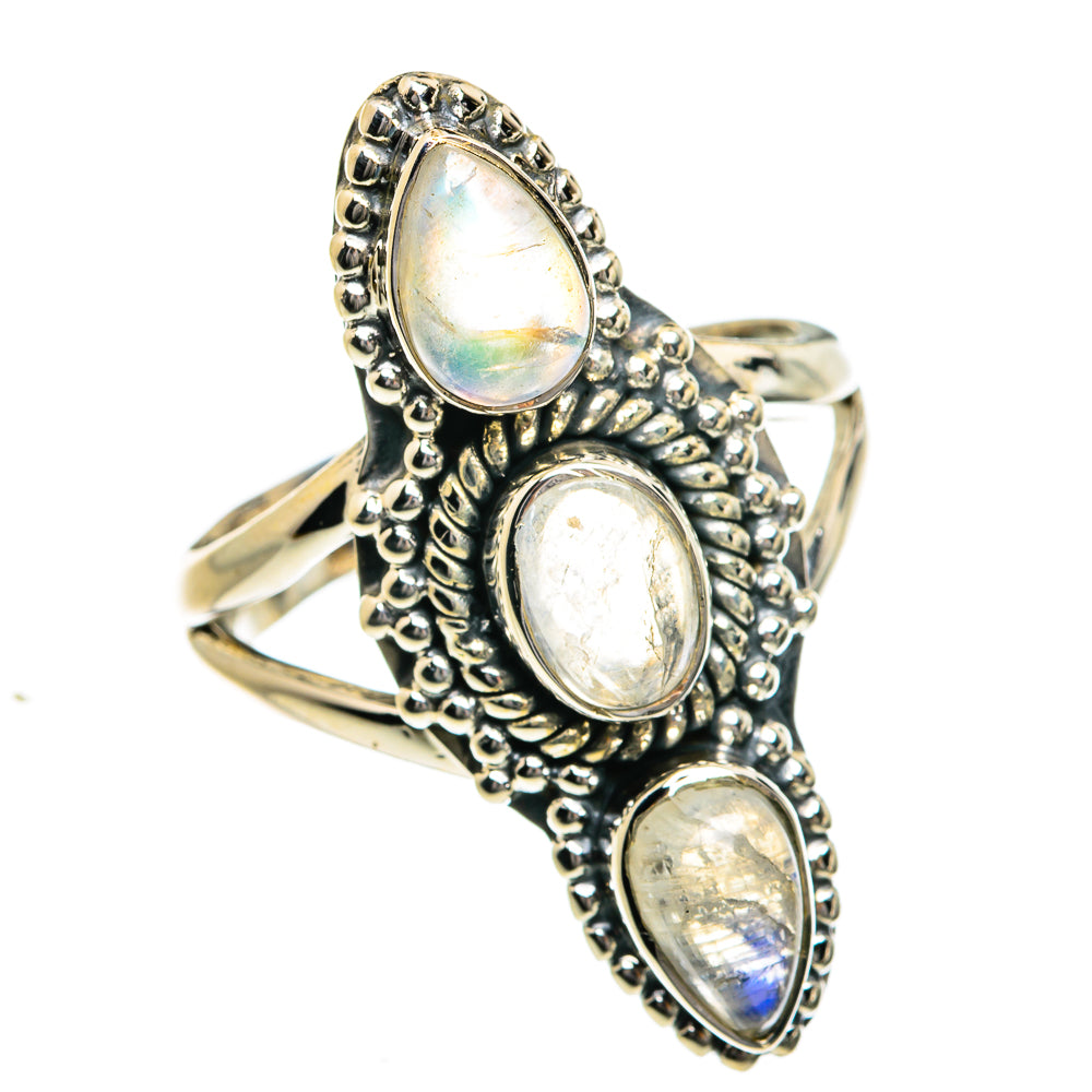 Rainbow Moonstone Rings handcrafted by Ana Silver Co - RING78981