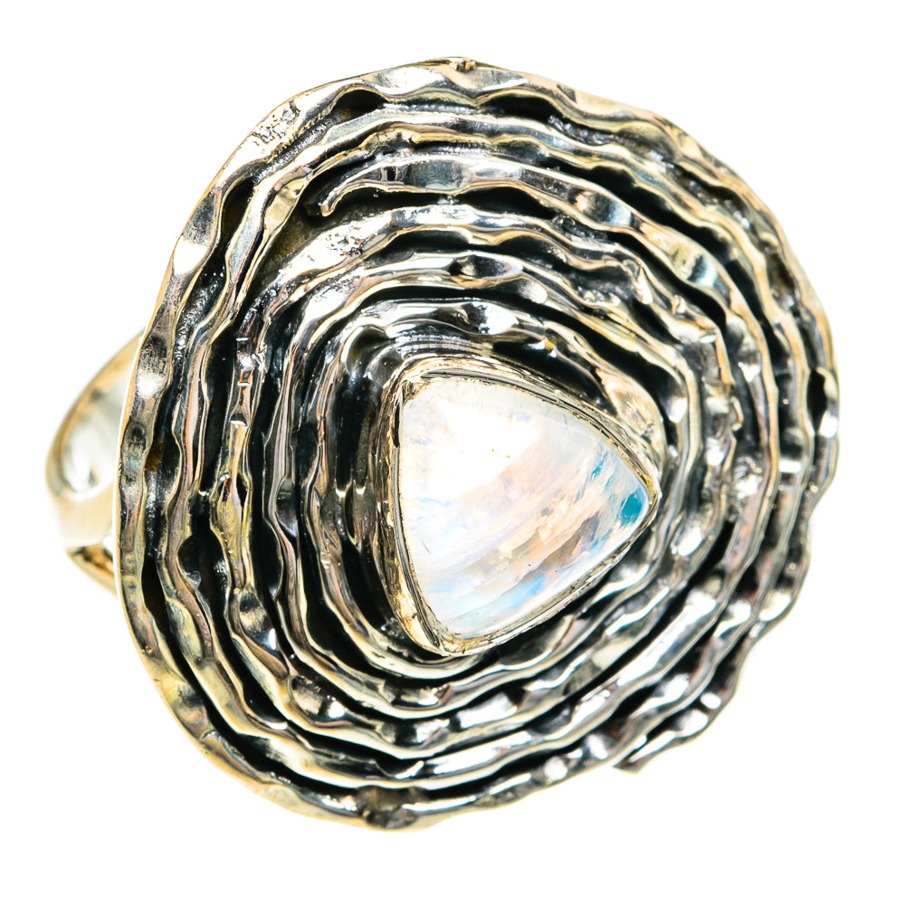 Rainbow Moonstone Rings handcrafted by Ana Silver Co - RING79005