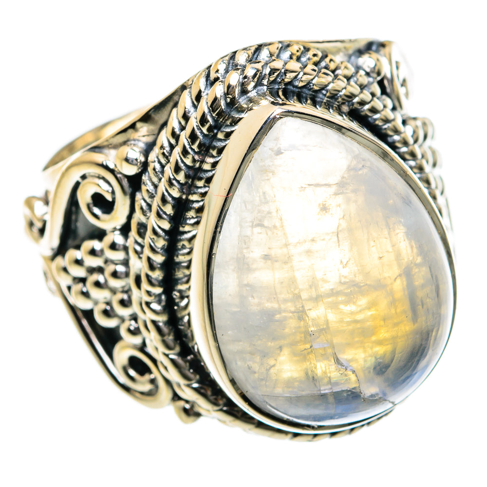 Rainbow Moonstone Rings handcrafted by Ana Silver Co - RING79006