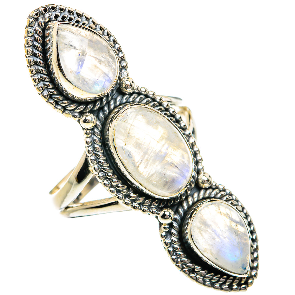 Rainbow Moonstone Rings handcrafted by Ana Silver Co - RING79033