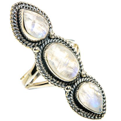 Rainbow Moonstone Rings handcrafted by Ana Silver Co - RING79033