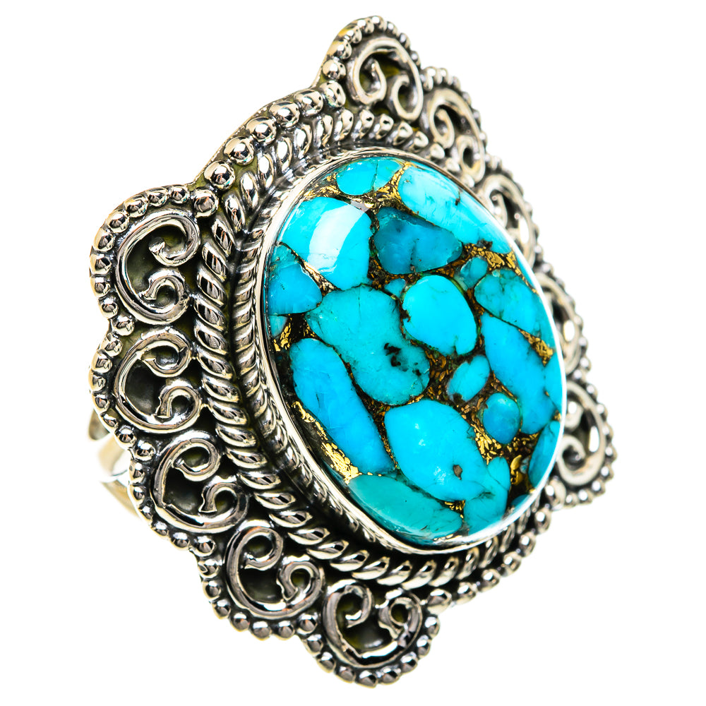 Blue Copper Composite Turquoise Rings handcrafted by Ana Silver Co - RING79041
