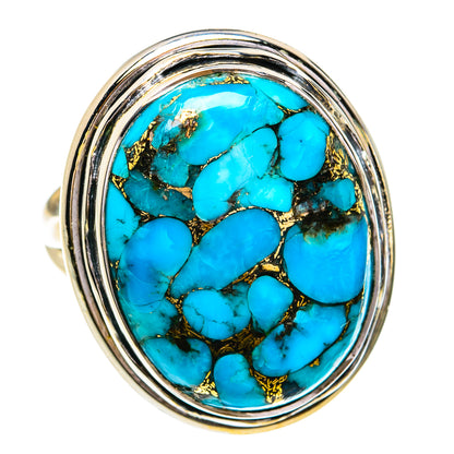 Blue Copper Composite Turquoise Rings handcrafted by Ana Silver Co - RING79076