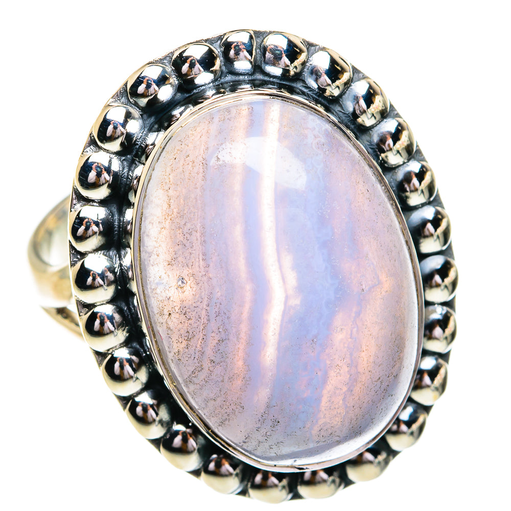 Blue Lace Agate Rings handcrafted by Ana Silver Co - RING79101