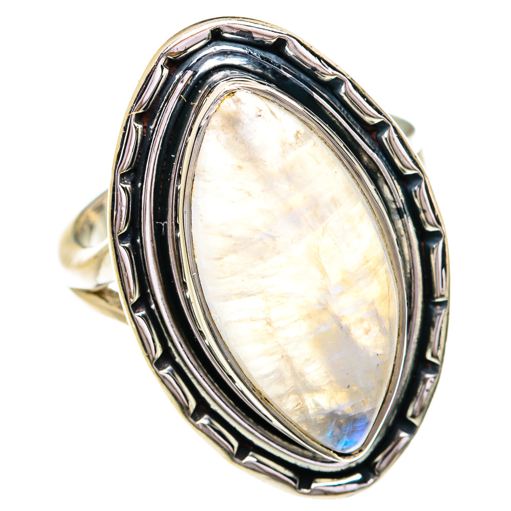 Rainbow Moonstone Rings handcrafted by Ana Silver Co - RING79134