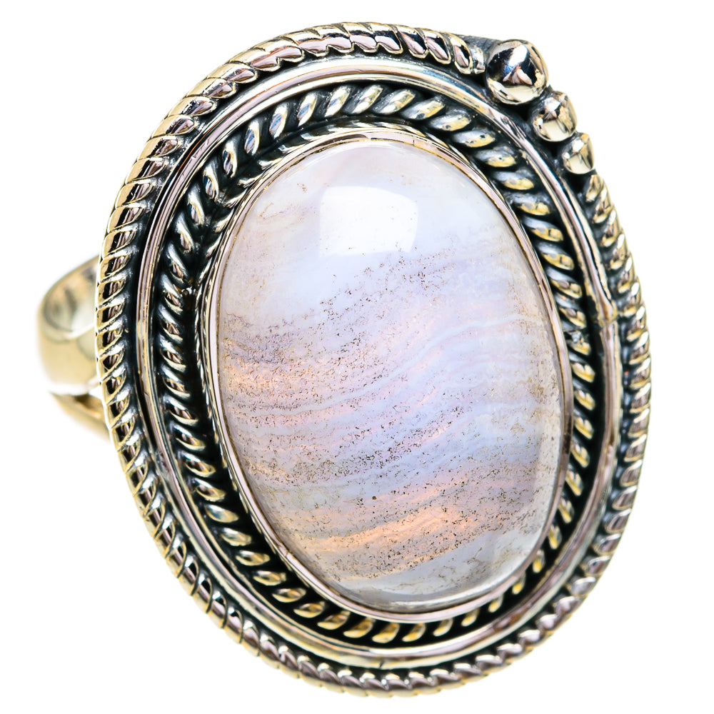 Blue Lace Agate Rings handcrafted by Ana Silver Co - RING79164