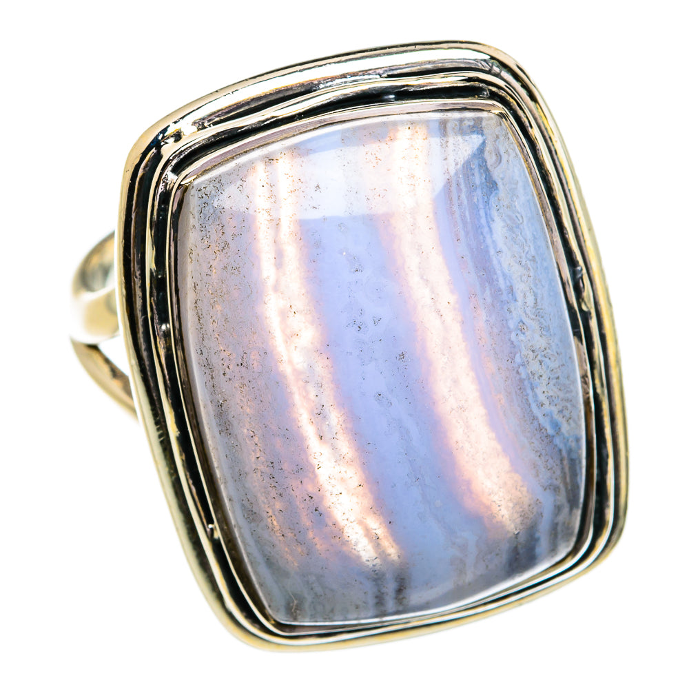 Blue Lace Agate Rings handcrafted by Ana Silver Co - RING79224