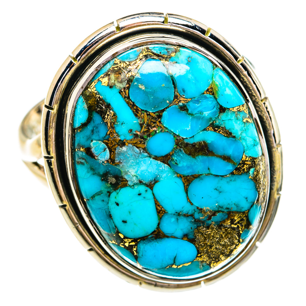 Blue Copper Composite Turquoise Rings handcrafted by Ana Silver Co - RING79260