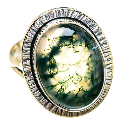 Green Moss Agate Rings handcrafted by Ana Silver Co - RING79289