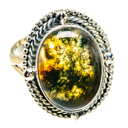 Green Moss Agate Rings handcrafted by Ana Silver Co - RING79315