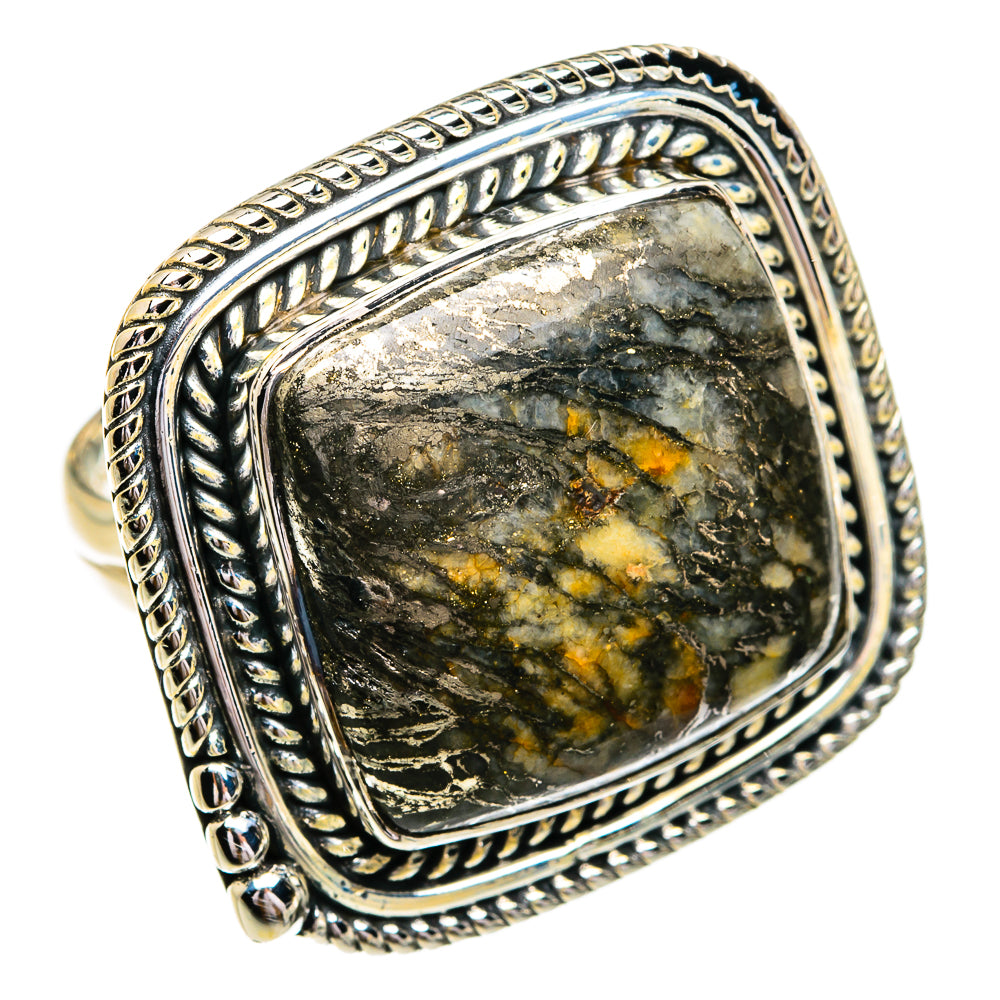 Pyrite Agate Rings handcrafted by Ana Silver Co - RING79334