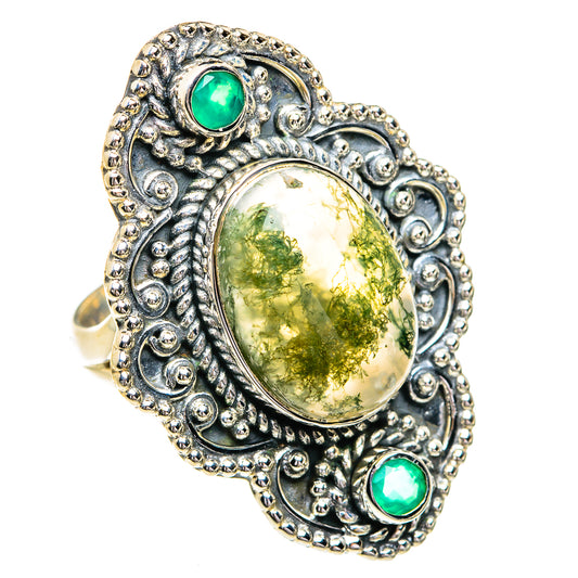Green Moss Agate Rings handcrafted by Ana Silver Co - RING79346