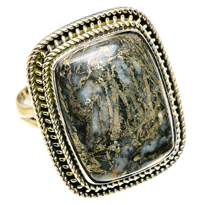 Pyrite Agate Rings handcrafted by Ana Silver Co - RING79361