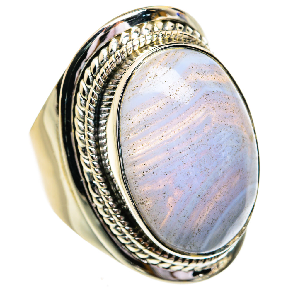Blue Lace Agate Rings handcrafted by Ana Silver Co - RING79366