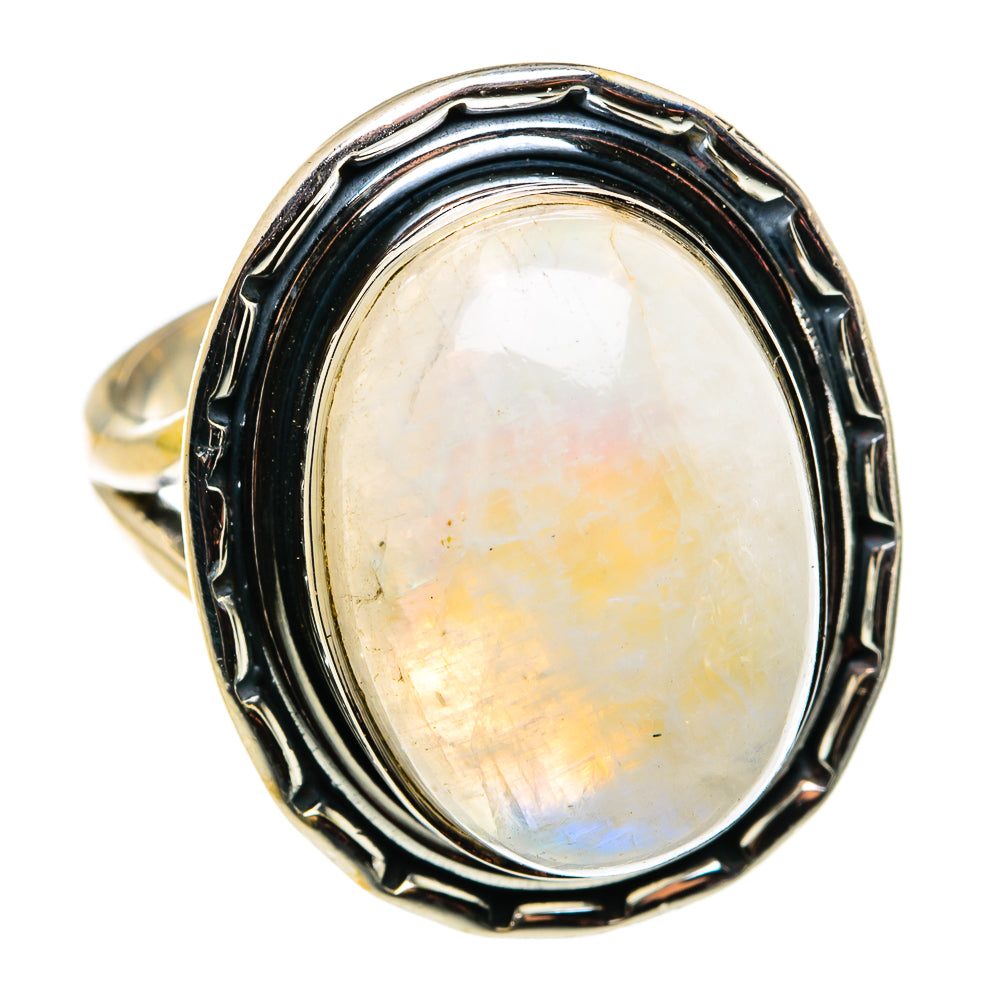Rainbow Moonstone Rings handcrafted by Ana Silver Co - RING79404