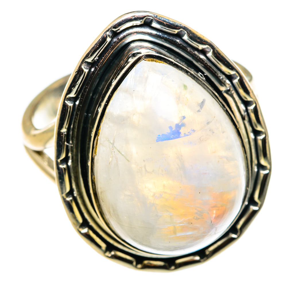 Rainbow Moonstone Rings handcrafted by Ana Silver Co - RING79437