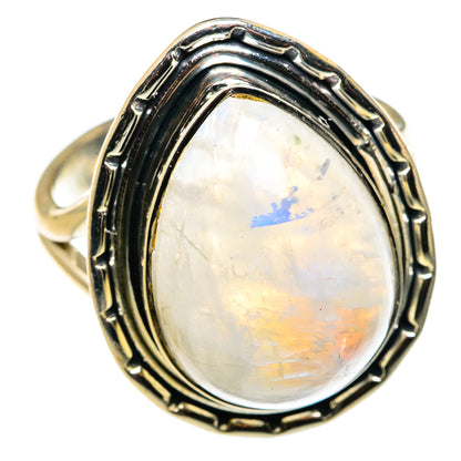 Rainbow Moonstone Rings handcrafted by Ana Silver Co - RING79437
