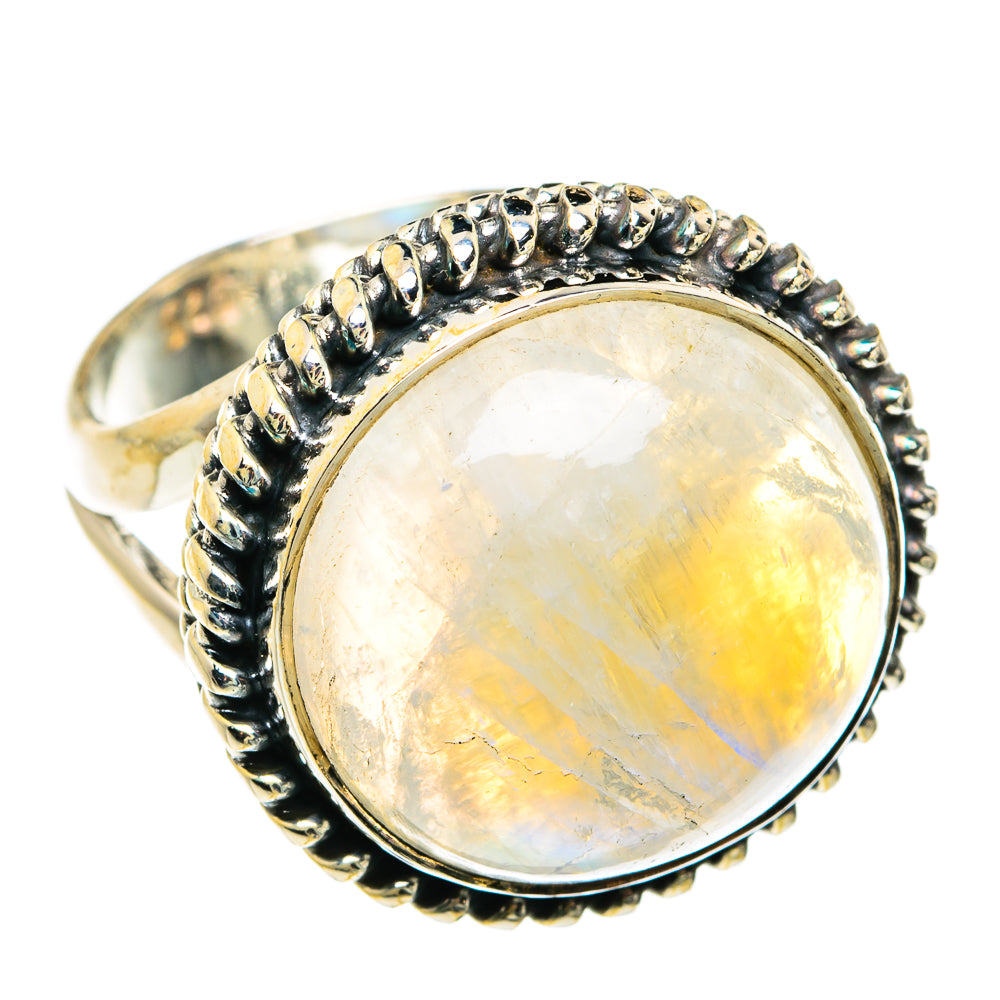 Rainbow Moonstone Rings handcrafted by Ana Silver Co - RING79470