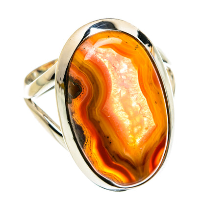 Orange Botswana Agate Rings handcrafted by Ana Silver Co - RING79486