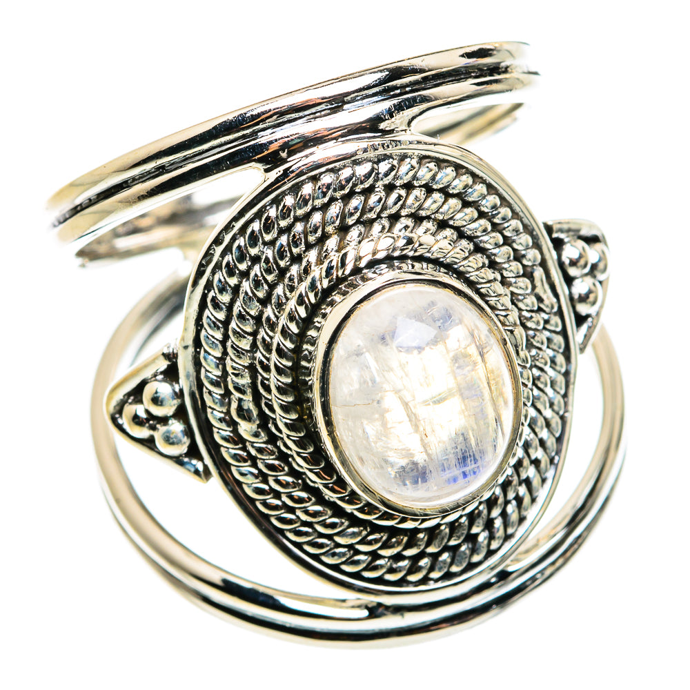 Rainbow Moonstone Rings handcrafted by Ana Silver Co - RING79502