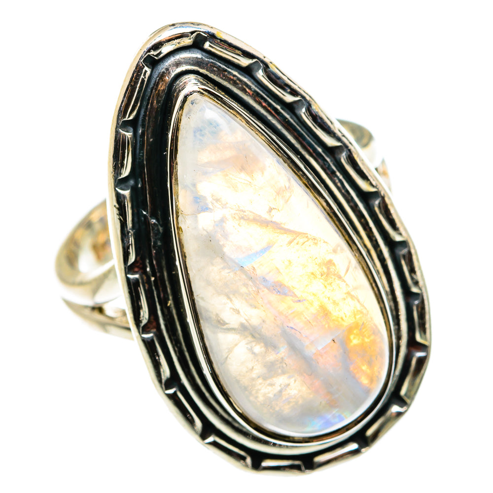 Rainbow Moonstone Rings handcrafted by Ana Silver Co - RING79532