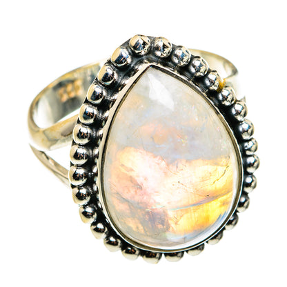 Rainbow Moonstone Rings handcrafted by Ana Silver Co - RING79562