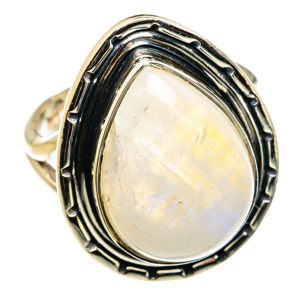 Rainbow Moonstone Rings handcrafted by Ana Silver Co - RING79589
