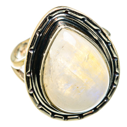 Rainbow Moonstone Rings handcrafted by Ana Silver Co - RING79589