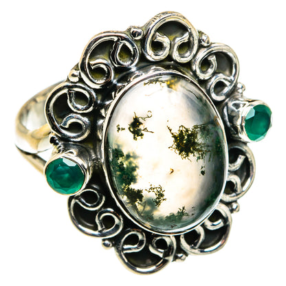 Green Moss Agate Rings handcrafted by Ana Silver Co - RING79601
