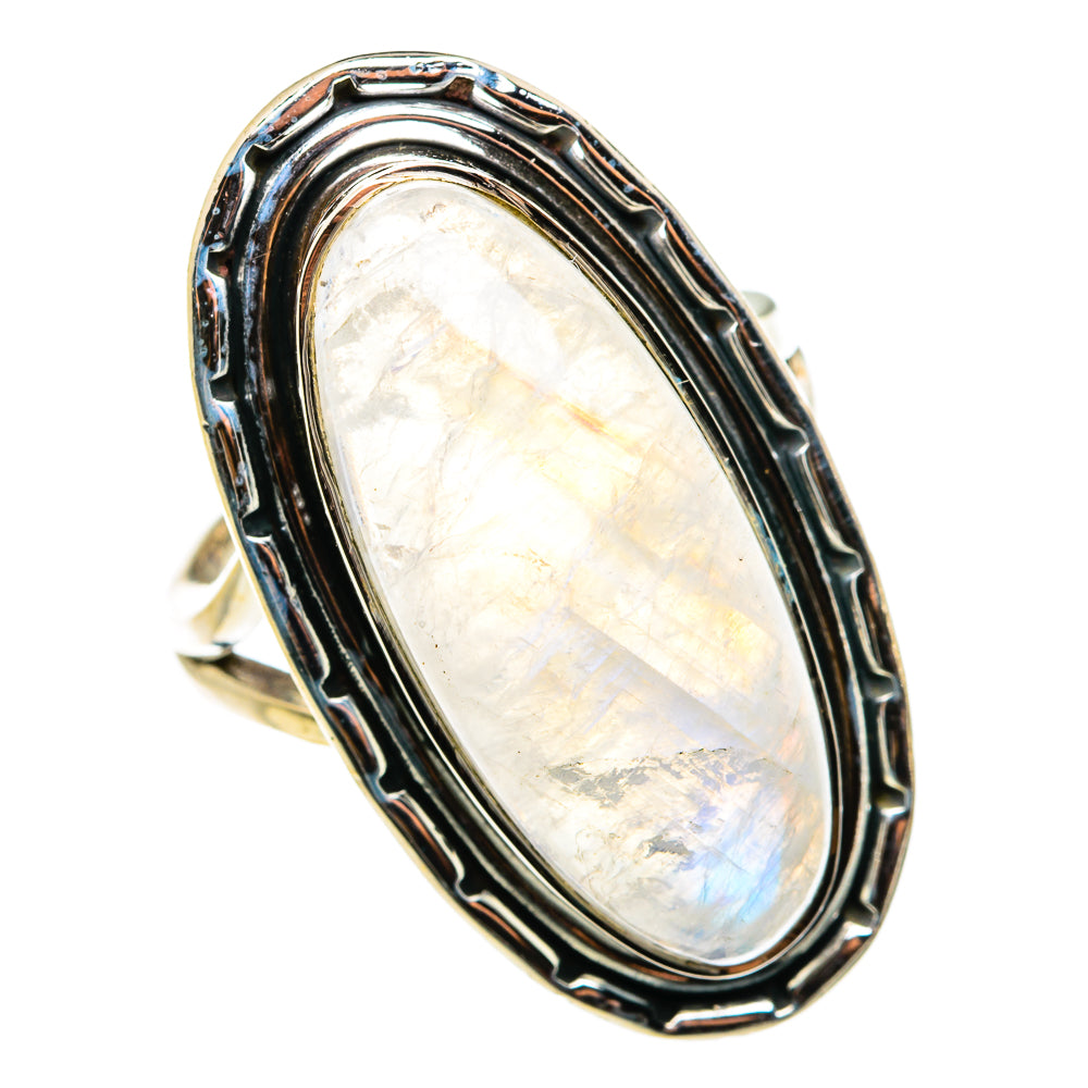 Rainbow Moonstone Rings handcrafted by Ana Silver Co - RING79633
