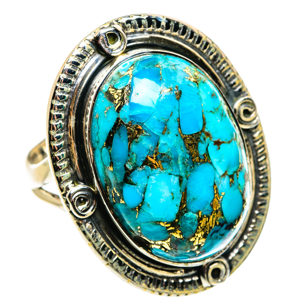 Blue Copper Composite Turquoise Rings handcrafted by Ana Silver Co - RING79642