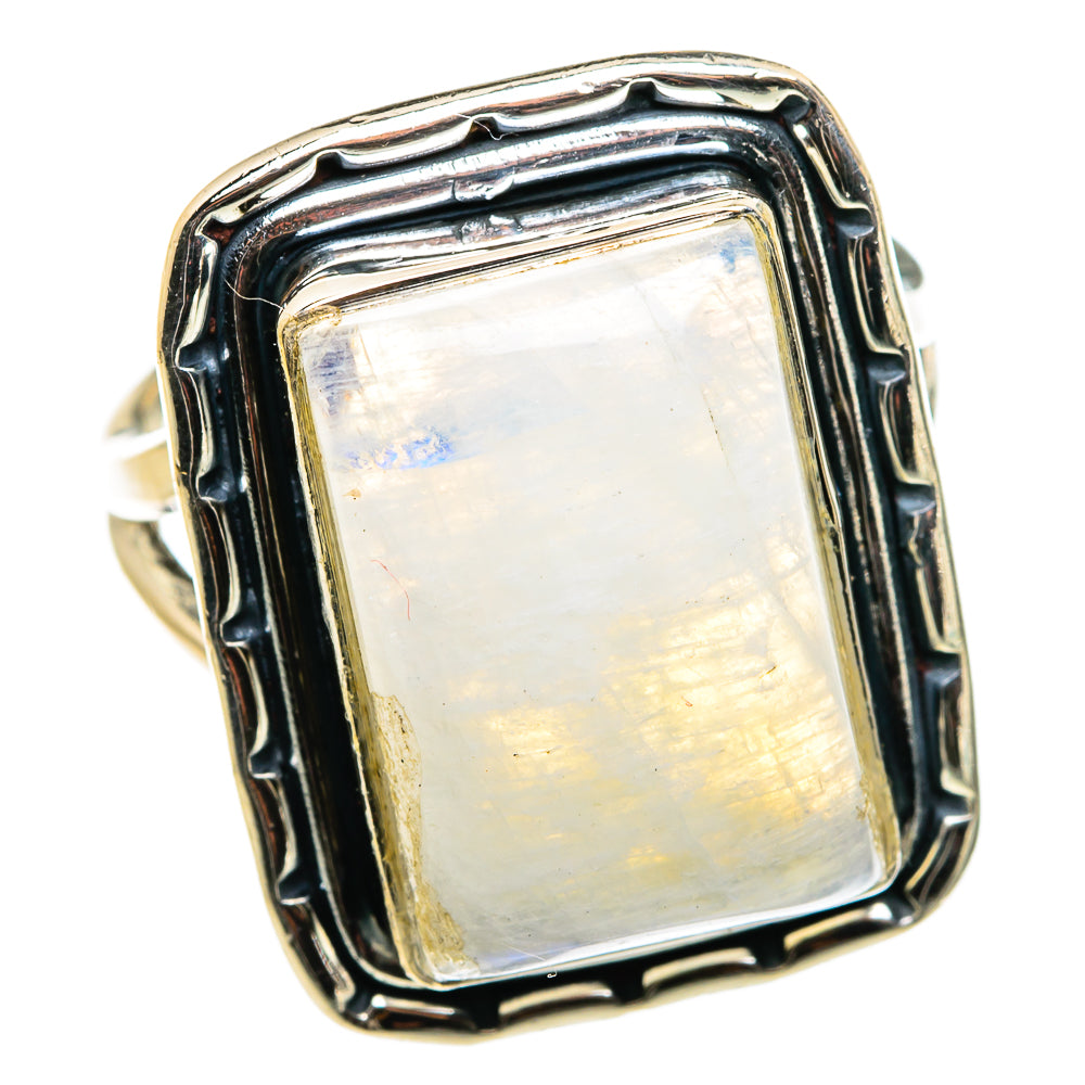 Rainbow Moonstone Rings handcrafted by Ana Silver Co - RING79666