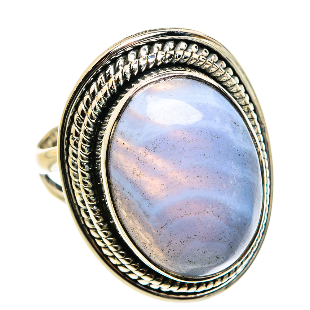 Blue Lace Agate Rings handcrafted by Ana Silver Co - RING79667
