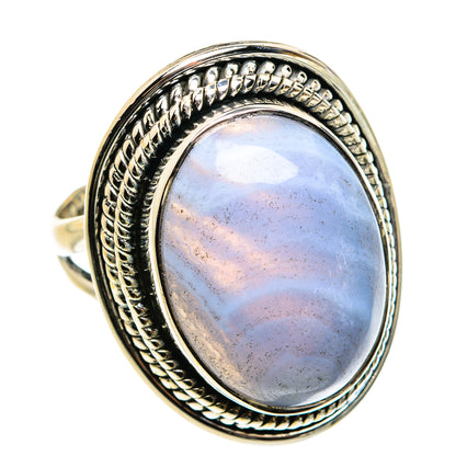 Blue Lace Agate Rings handcrafted by Ana Silver Co - RING79667