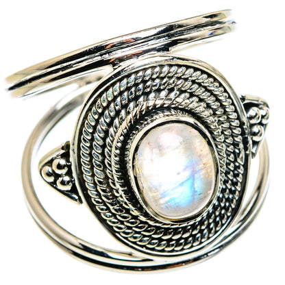 Rainbow Moonstone Rings handcrafted by Ana Silver Co - RING79702