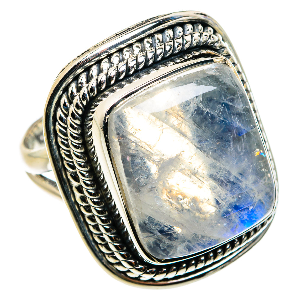 Rainbow Moonstone Rings handcrafted by Ana Silver Co - RING79703